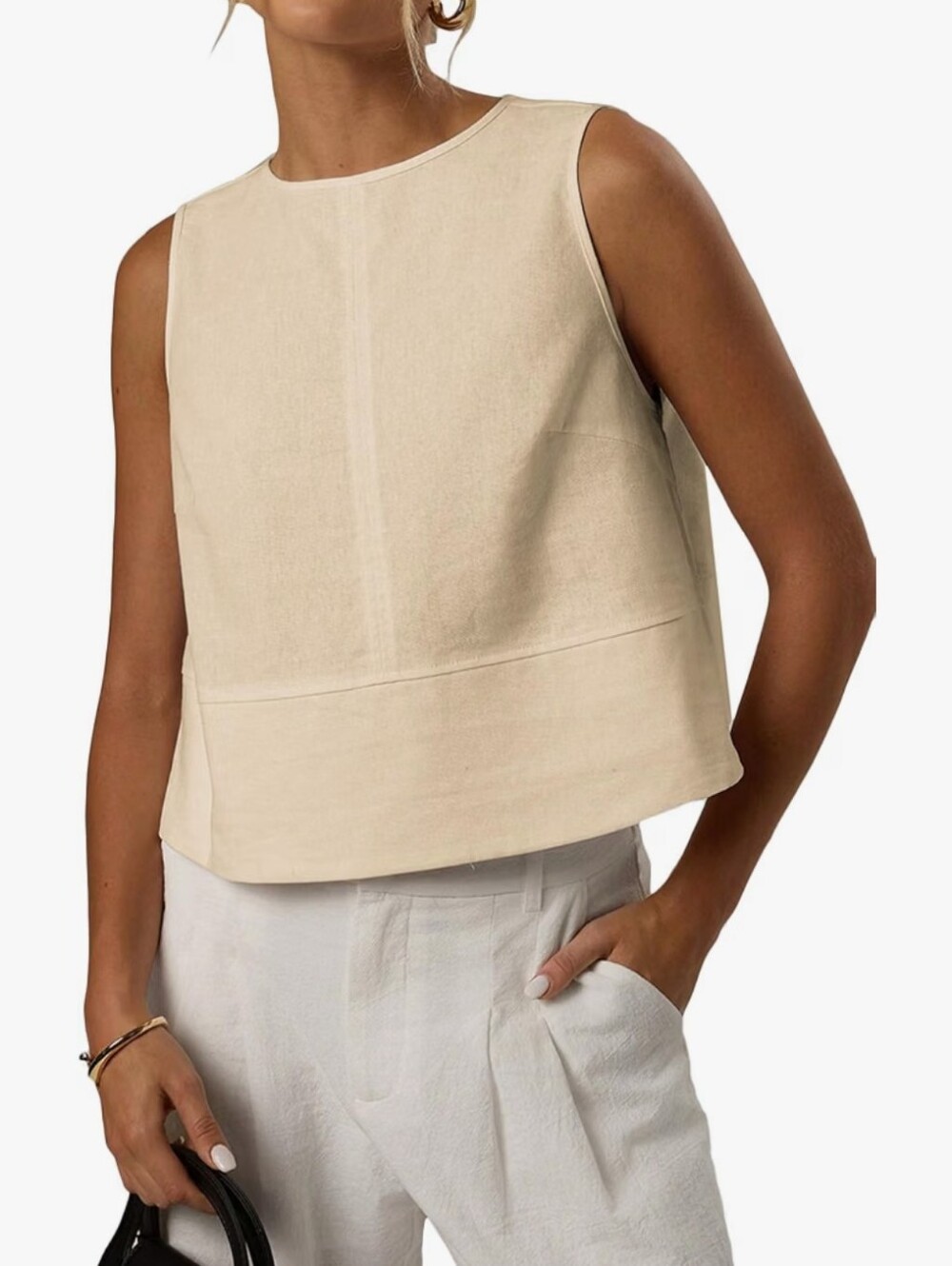 Mina Self 2025 Womens Linen Crop Tank